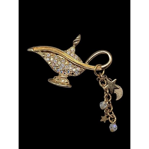 Kirks Folly Alladin Lamp Broock 18k Gold Plated Aurora Borealis Rhinestones - Picture 4 of 15